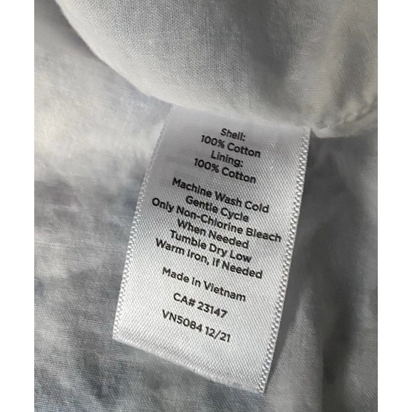 TALBOTS M Purple Blue Songbird Floral Cotton Lawn Top Square Neck Shirt Cottage - Picture 11 of 12